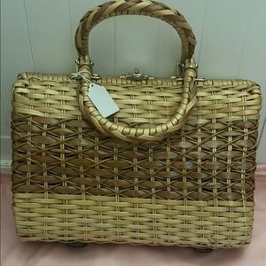 Woven Tan and Brown Handbag